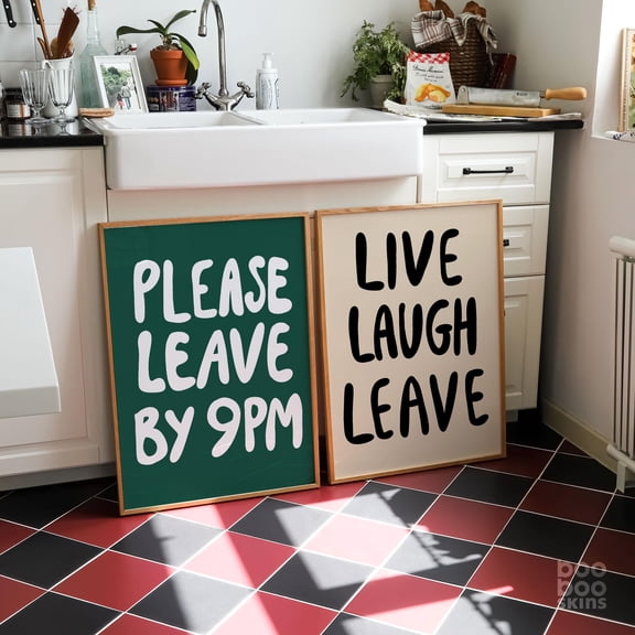 Live Laugh Leave Poster Funny Entryway Sign Welcome Decor Hallway Print New Home Gift Friends Housewarming Dorm Front Door Art Set 2