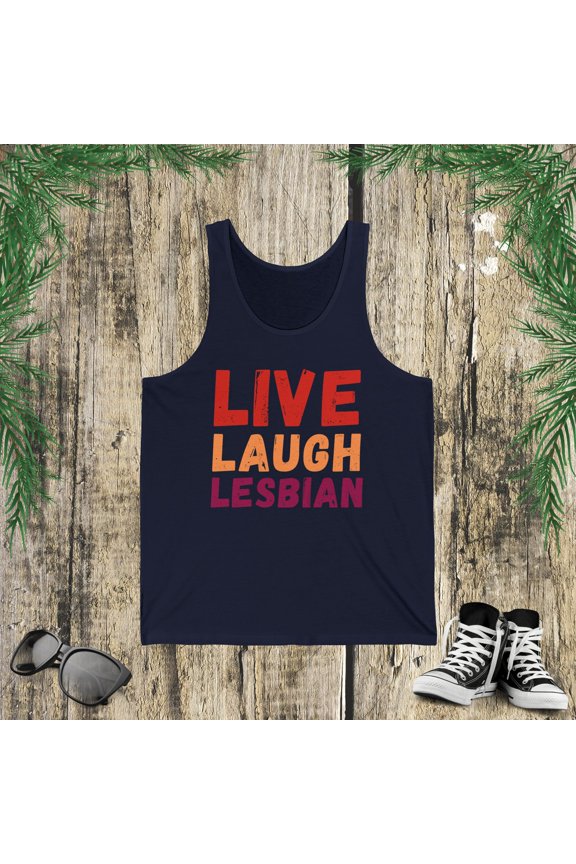 Live Laugh Lesbian pride Rainbow Pride Month LGBTQ Jersey Tank
