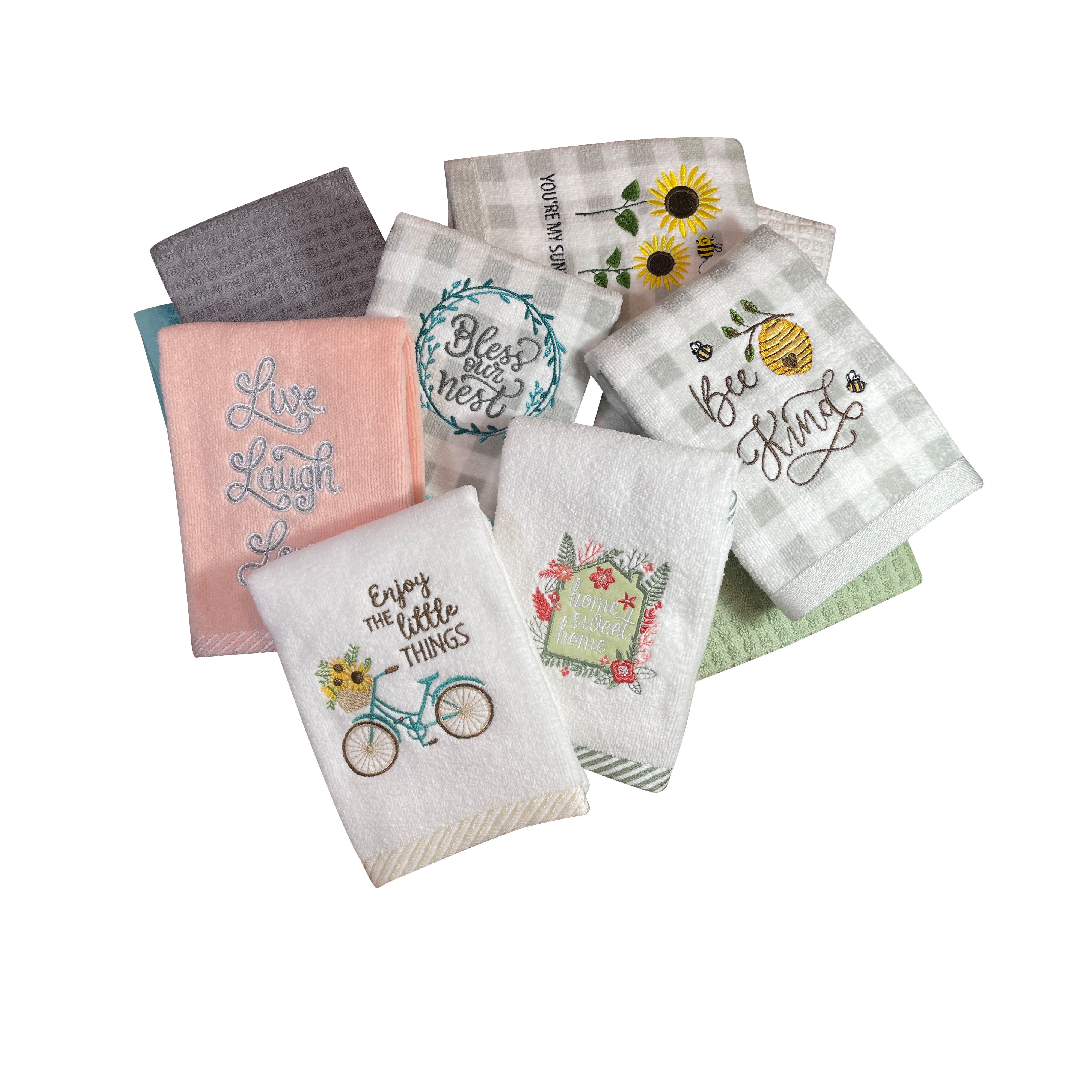 Harper Lane Live Laugh Love 2-Piece Embroidered Hand Towel Set Adult