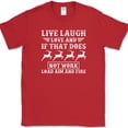 thumbnail image 1 of Live Laugh Love Aim Fire Hunting T-Shirt Funny Hunter Hobby Deer Humor Gift Tee - Red, S, 1 of 1