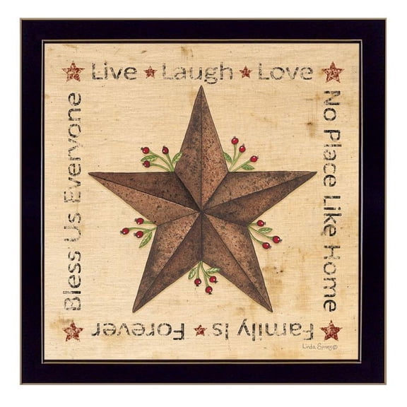 Live Laugh Love Barn Star By Linda Spivey Printed Art Wood Multi-Color