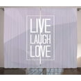 thumbnail image 1 of Ambesonne Live Laugh Love Curtains 2 Panel Set, Greyscale Words, 108" x 84", Pale Grey White, 1 of 3