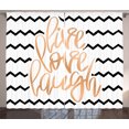 thumbnail image 1 of Ambesonne Live Laugh Love Curtains 2 Panel Set, Chevron Art, 108" x 63", Black White and Peach, 1 of 2