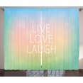 thumbnail image 1 of Ambesonne Live Laugh Love Curtains 2 Panel Set, Circular Ombre Text, 108" x 63", Multicolor, 1 of 3