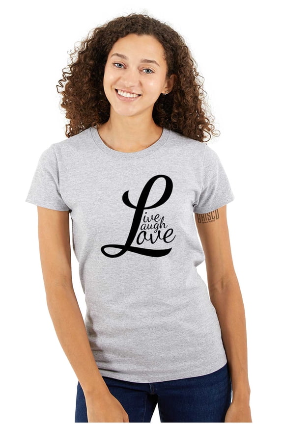 Live Laugh Love Cute Inspirational Womens Fitted Plus Size Graphic Tee Brisco Brands 2X
