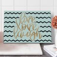 thumbnail image 1 of Live Laugh Love Cutting Board, Calligraphic Art Zigzags Chevron Stripes, Decorative Tempered Glass Cutting and Serving Board, Large Size, Black White and Peach, by Ambesonne, 1 of 1