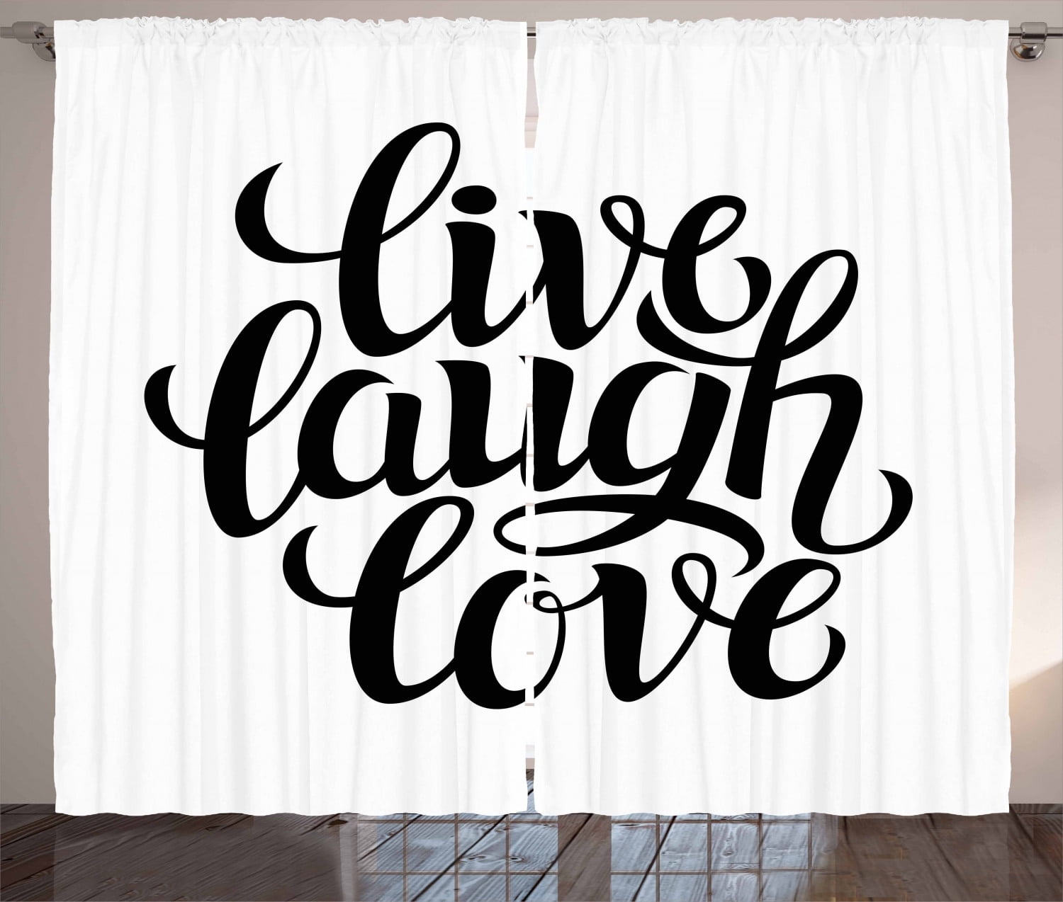 Live Laugh Love Decor Curtains 2 Panels Set, Simplistic Inspiration ...