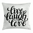 thumbnail image 1 of Live Laugh Love Decor Throw Pillow Cushion Cover, Simplistic Inspiration Quote Minimalist Featured Typography Design, Decorative Square Accent Pillow Case, 20 X 20 Inches, Black White, by Ambesonne, 1 of 2