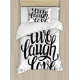 thumbnail image 1 of Live Laugh Love Duvet Cover Set Twin Size, Simplistic Inspiration Quote Minimalist Featured Typography Design, Decorative 2 Piece Bedding Set with 1 Pillow Sham, Black and White, by Ambesonne, 1 of 3