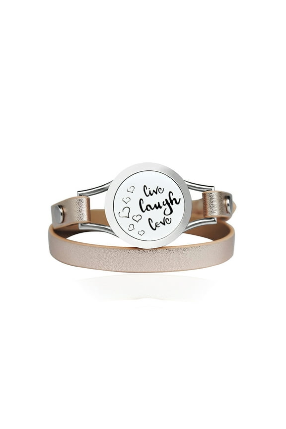 Live Laugh Love Essential Oil Bracelet Stainless Steel Champagne Double Strap Color Band Jewelry with Gift Box