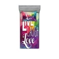 thumbnail image 1 of Live Laugh Love Fitted Sheet & Pillow Sham Set, Geometric Colorful Backdrop Polygonal Mosaic Happiness Words Typography, Decorative Printed 4 Piece Bedding Decor Set, Twinxl, Multicolor, by Ambesonne, 1 of 3