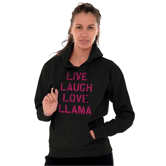 Live Laugh Love Llama Alpaca Humor Hoodie Sweatshirt Women Brisco Brands X