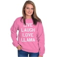 thumbnail image 1 of Live Laugh Love Llama Alpaca Humor Women Crewneck Sweatshirt Brisco Brands 2X, 1 of 6