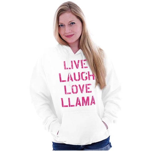 Live Laugh Love Llama Alpaca Humor Women Plus Size Graphic Pullover Hoodie Brisco Brands 5X