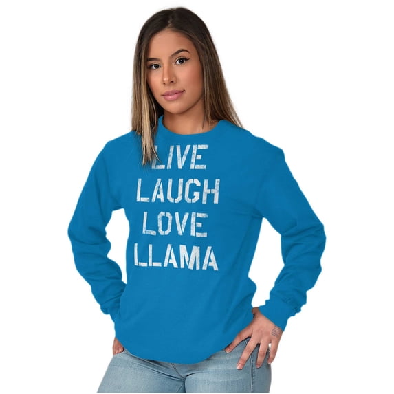 Live Laugh Love Llama Alpaca Humor Women's Long Sleeve T Shirt Brisco Brands M