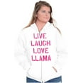 thumbnail image 1 of Live Laugh Love Llama Alpaca Humor Womens Plus Size Graphic Zipper Hoodie Brisco Brands 4X, 1 of 5