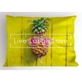 thumbnail image 1 of Live Laugh Love Pillow Sham Tropical Pineapple Fruit with Sunglasses on Yellow Wood Board Joyful Print, Decorative Standard King Size Printed Pillowcase, 36 X 20 Inches, Multicolor, by Ambesonne, 1 of 2