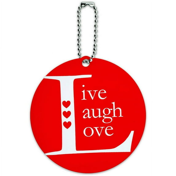 Live Laugh Love Red Round Luggage ID Tag Card for Suitcase or Carry-On
