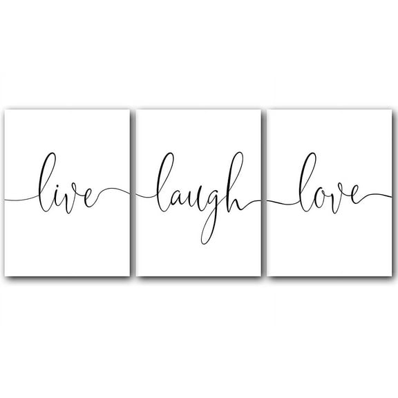 Live Laugh Love, Set of 3 Poster Prints, Home Wall Dcor, Motivational/Inspirational Quote Prints