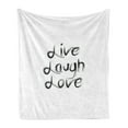 thumbnail image 1 of Live Laugh Love Soft Flannel Fleece Blanket, Abstract Hand Lettering Inspirational Words with Monochrome Design Lines, Cozy Plush for Indoor and Outdoor Use, 60" x 80", Black White, by Ambesonne, 1 of 5