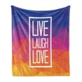 thumbnail image 1 of Live Laugh Love Soft Flannel Fleece Blanket, Famous Slogan Framework with Triangulated Low Poly Effects Colorful Print, Cozy Plush for Indoor and Outdoor Use, 70" x 90", Multicolor, by Ambesonne, 1 of 5