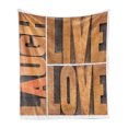 thumbnail image 1 of Live Laugh Love Soft Flannel Fleece Blanket, Macro Calligraphy with Life Message Inspirational Digital Graphic, Cozy Plush for Indoor and Outdoor Use, 70" x 90", Pale Caramel Umber, by Ambesonne, 1 of 6