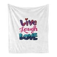 thumbnail image 1 of Live Laugh Love Soft Flannel Fleece Blanket, Vintage Inspirations in Colorful Live Laugh and Love with Different Designs, Cozy Plush for Indoor and Outdoor Use, 60" x 80", Multicolor, by Ambesonne, 1 of 5