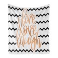 thumbnail image 1 of Live Laugh Love Soft Flannel Fleece Throw Blanket, Calligraphic Artwork Zigzags Chevron Stripes, Cozy Plush for Indoor and Outdoor Use, 50" x 60", Black White and Peach, by Ambesonne, 1 of 6