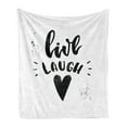 thumbnail image 1 of Live Laugh Love Soft Flannel Fleece Throw Blanket, Hand Drawn Monochrome Message and Heart with Stained Background, Cozy Plush for Indoor and Outdoor Use, 70" x 90", Black White, by Ambesonne, 1 of 5