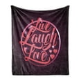 thumbnail image 1 of Live Laugh Love Soft Flannel Fleece Throw Blanket, Hearts and Bokeh Background Positive Drive Boosting Words, Cozy Plush for Indoor and Outdoor Use, 50" x 60", Salmon Dark Purple Red, by Ambesonne, 1 of 5