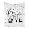 thumbnail image 1 of Live Laugh Love Soft Flannel Fleece Throw Blanket, Words Hand Drawn Style Typographical Design Positive Hipster, Cozy Plush for Indoor and Outdoor Use, 70" x 90", Black and White, by Ambesonne, 1 of 6