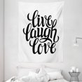 thumbnail image 1 of Live Laugh Love Tapestry, Simplistic Inspiration Quote Minimalist Featured Typography Design, Wall Hanging for Bedroom Living Room Dorm Decor, 60W X 80L Inches, Black and White, by Ambesonne, 1 of 2