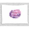 thumbnail image 1 of Live Laugh Love Tapestry, Watercolor Ombre Inspired Paint Splash Background with Motivational Quote, Wall Hanging for Bedroom Living Room Dorm Decor, 80W X 60L Inches, Purple Rose, by Ambesonne, 1 of 2