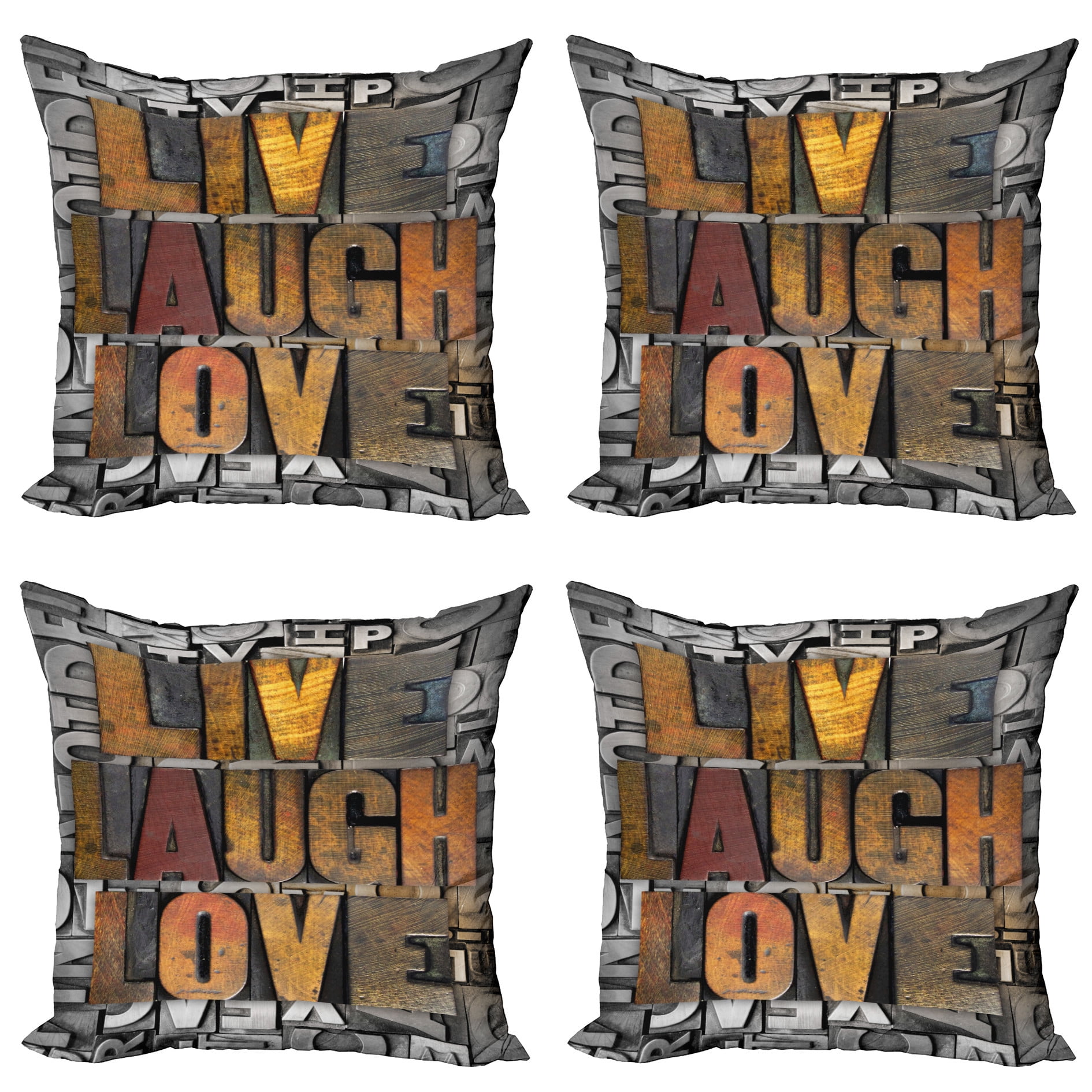 Live Laugh Love Throw Pillow Cushion Case Pack of 4, Saying Promoting