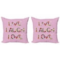 thumbnail image 1 of Ambesonne Live Laugh Love Throw Pillow Cover 2 Pack, Floral Words, 24", Multicolor, 1 of 2