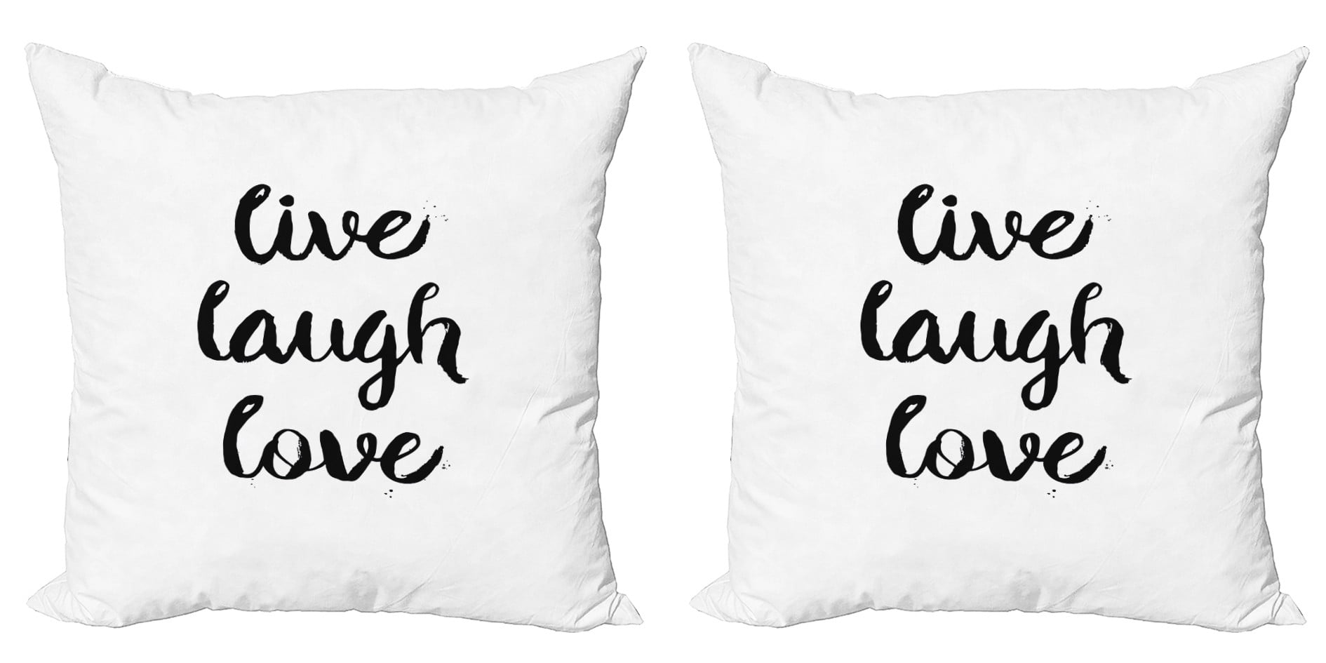 Ambesonne Live Laugh Love Throw Pillow Cover 2 Pack, Retro Words, 24