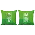thumbnail image 1 of Ambesonne Live Laugh Love Throw Pillow Cover 2 Pack, Polygon Saying, 18", Apple Green White, 1 of 5