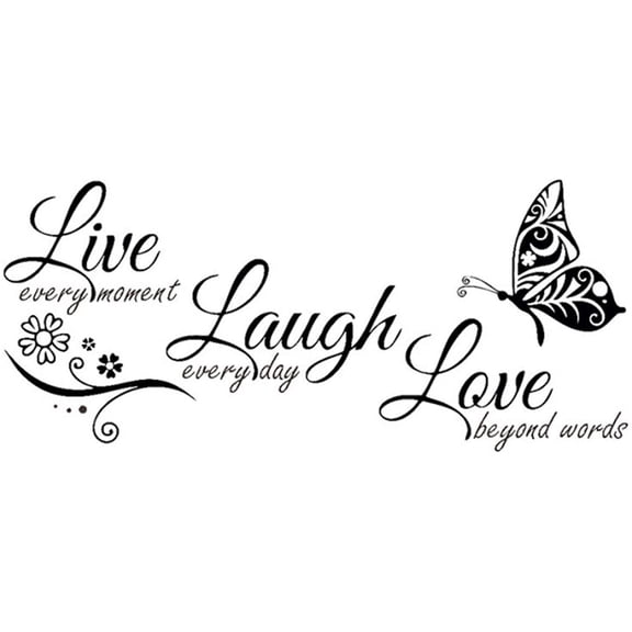 Live Laugh Love Wall Decal Stickers Art, Vinyl Live Every Moment Laugh Every Day Love Beyond Words Wall Decor Motivational Quotes for Bedroom, Removable Wall Sign Mural DIY Home Decorations(55Wx28L)