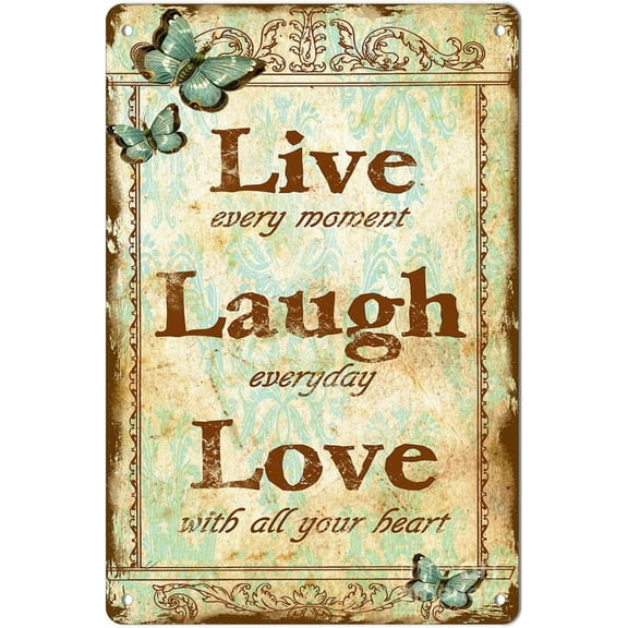 Live Laugh Love Wall Decor Metal Tin Sign Inspirational Wall Art Signs for Living Room Dining Room Kitchen Bedroom and Home Decor Metal Tin Sign Posters Wall Decor Aluminum Plate Sign 6x8 Inch