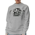 thumbnail image 1 of Live Laugh Love feat. a Cow, Heather Grey Crewneck Sweatshirt, Large, 1 of 2