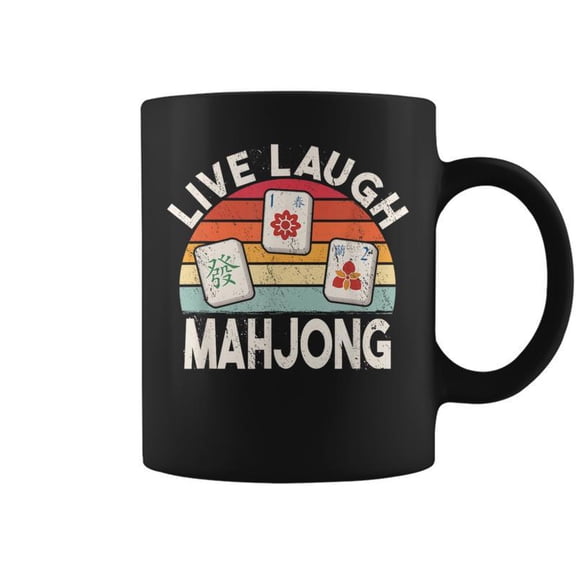 Live Laugh Mahjong Retro MahJongg Chinese Game Tiles Coffee Mugs