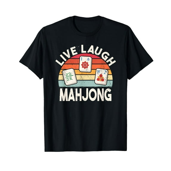 Live Laugh Mahjong retro mah-jongg chinese game tiles T-Shirt