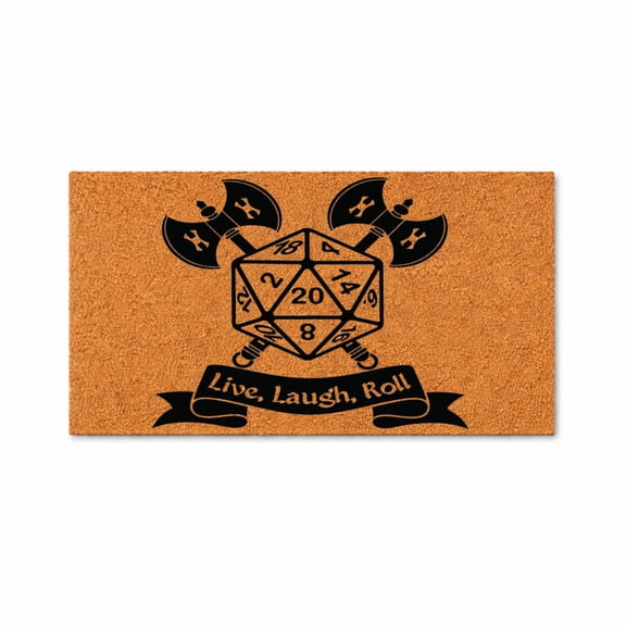 Live Laugh Roll Doormat, DND Dice Welcome Mat, Funny Gamer Entry Rug, Tabletop RPG Door Mat, Dungeon Game Decor Gift 5882 (16x24 inches) 5882