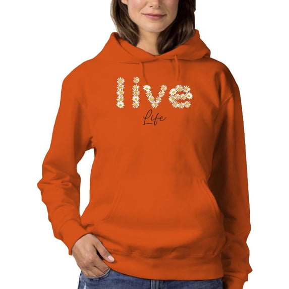 Live Life Daisy Lettering Hoodie Women -Image by Shutterstock, Female 3X-Large