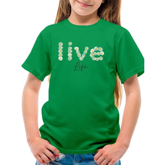 Live Life Daisy Lettering T-Shirt Juniors -Image by Shutterstock, Medium