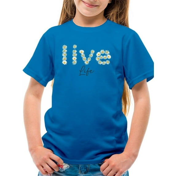 Live Life Daisy Lettering T-Shirt Juniors -Image by Shutterstock, Small