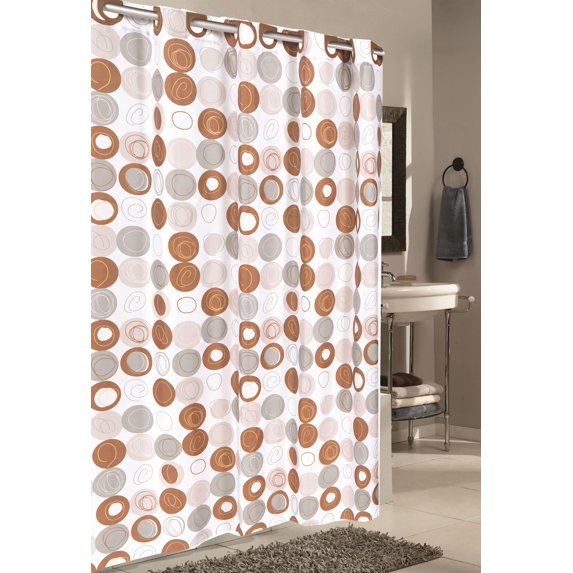 Live Life EZ Hook Fabric Shower Curtain with Built in Hooks (70" x 75") - Contempo Circles