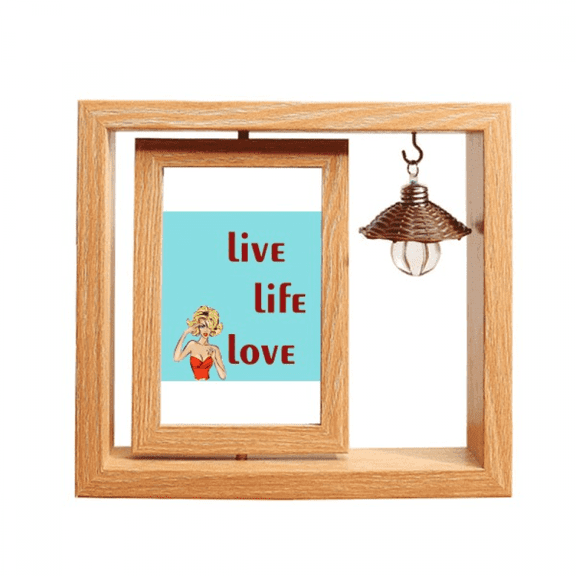 Live Life Love Art Deco Fashion Wooden Rotating Picture Photo Frame 4x6