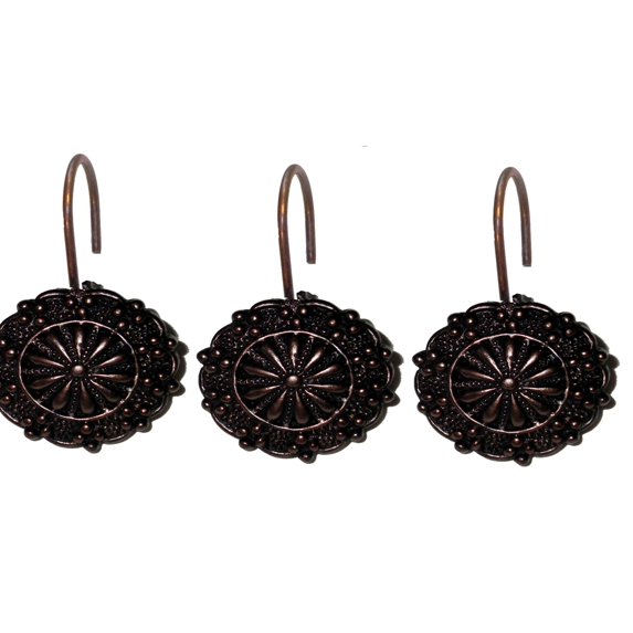 Live Life Set of 12 Hand Painted Resin Shower Curtain Hooks - Oil Rubbed Bronze Sunshine