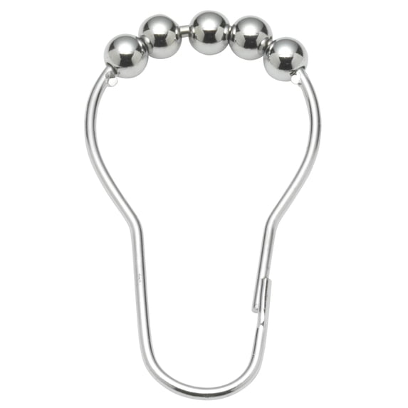Live Life Set of 12 Heavy Steel Roller Glide Shower Curtain Hooks - Chrome